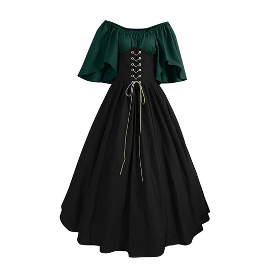 UPPADA Womens Renaissance Faire Dresses Medieval Irish Traditional plus Size Dresses Ruffle over Dress Corset Retro Cosplay Gown