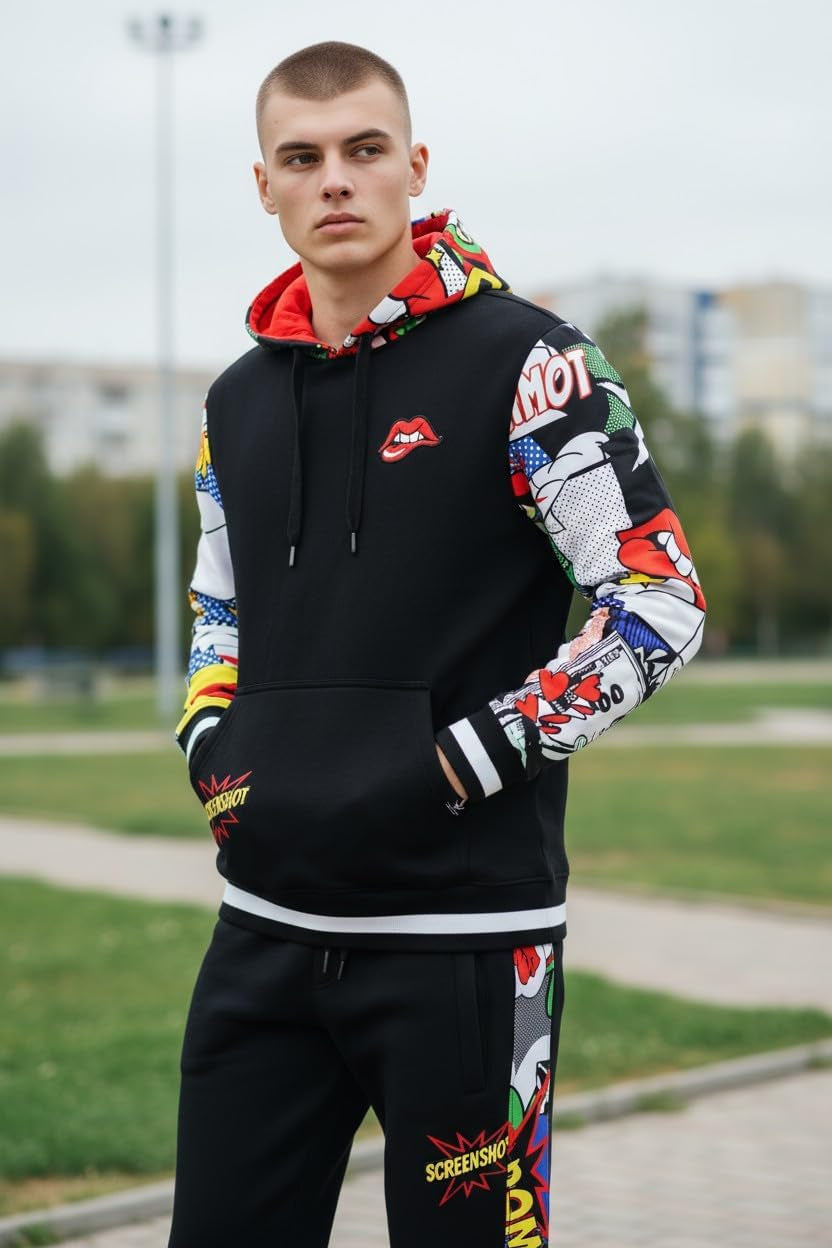 Mens Urban Hip Hop Premium Fleece Hoodie - Modern Pullover NYC Street Fashion Urbanwear Hooded Sweatshirt